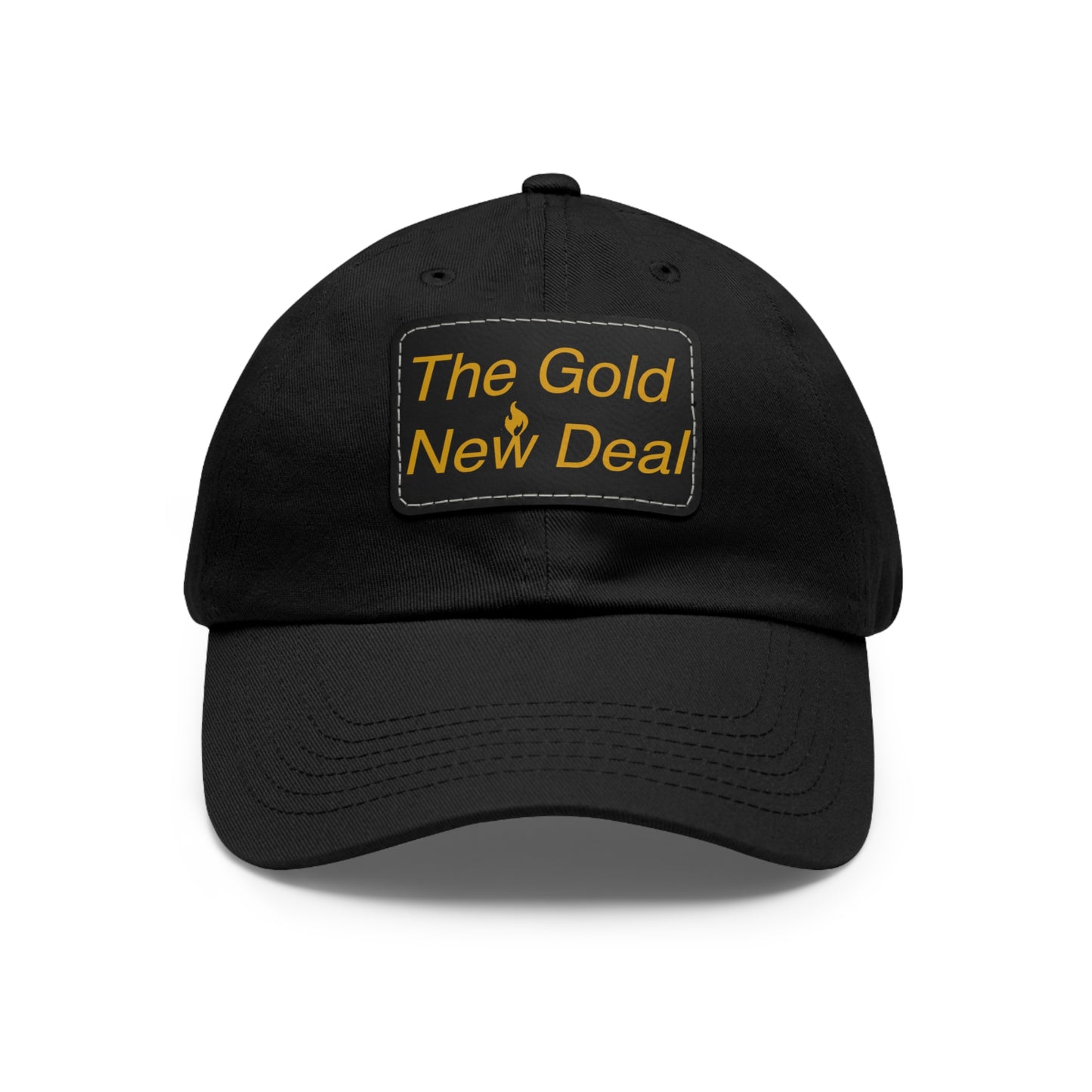 Gold New Deal Dad Hat with Leather Patch (Rectangle)
