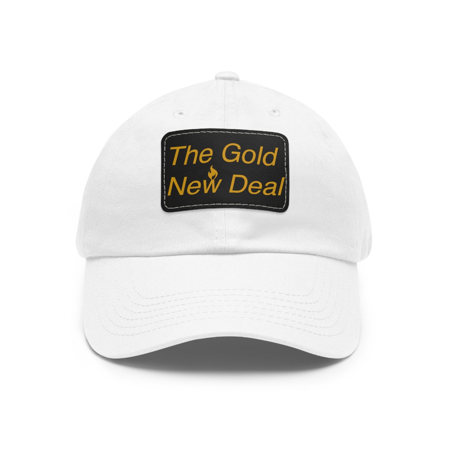 Gold New Deal Dad Hat with Leather Patch (Rectangle)